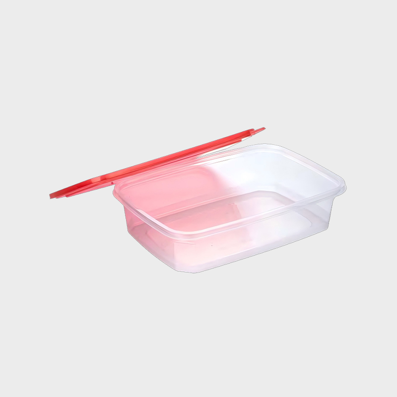 PFB056 3700ml আয়তক্ষেত্রাকার পিপি খাদ্য এবং কৃষি স্টোরেজ কন্টেইনার লাল ঢাকনা সহ সেট